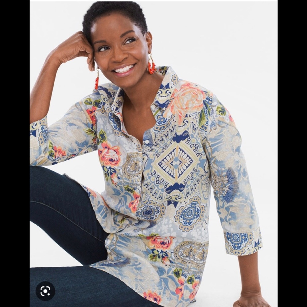 Chicos linen button down top